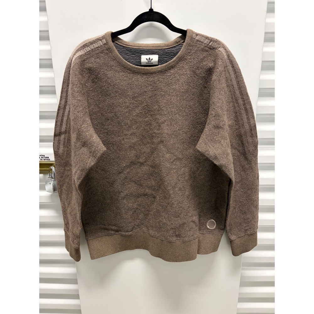 Adidas wings+horns Sweatshirt Mens XL Brown Textured 3-Stripe Crewneck Good
